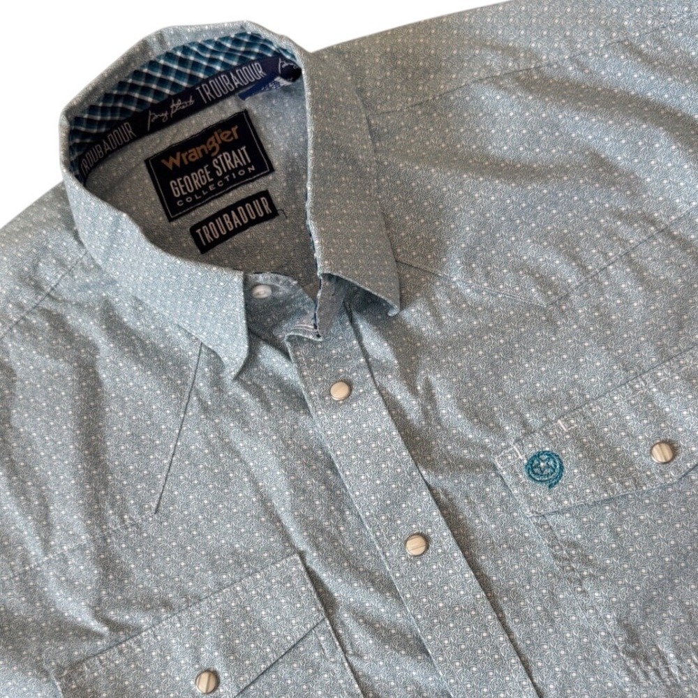 Wrangler Mens George Strait Troubadour Blue Western Pearl Snap Shirt XL